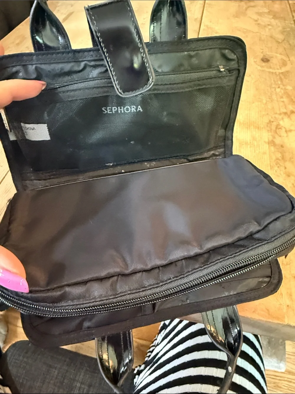 Sephora Black Nylon Cosmetic Travel Case with Top Handles